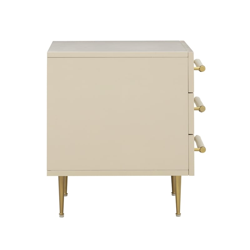 Pemberly Row Contemporary Taupe 3-Drawer Nightstand - 28