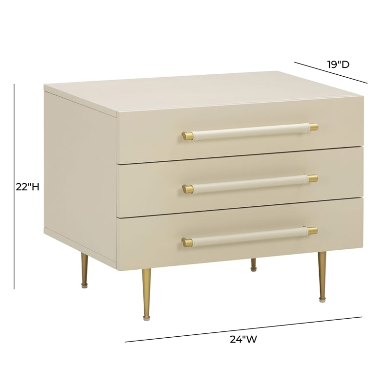 Pemberly Row Contemporary Taupe 3-Drawer Nightstand - 28