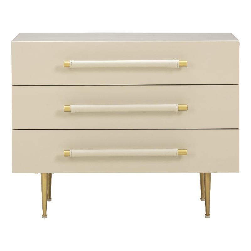 Pemberly Row Contemporary Taupe 3-Drawer Nightstand - 28