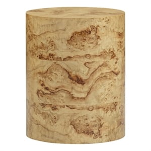Pemberly Row Contemporary Natural Burl Drum Side Table - 16&quotW x 16&quotD x 20&quotH