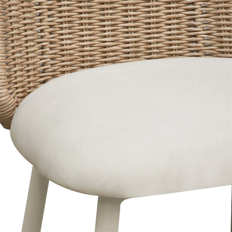 Pemberly Row Handmade Contemporary Cream Outdoor Dining Chair