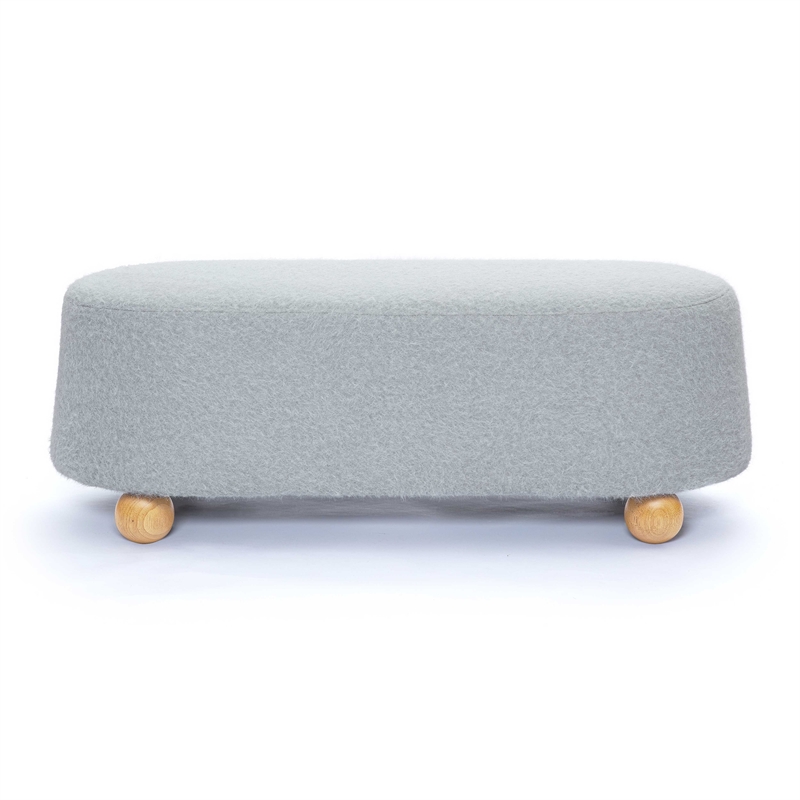 Pemberly Row Contemporary Stone Grey Loose Mohair Large Ottoman