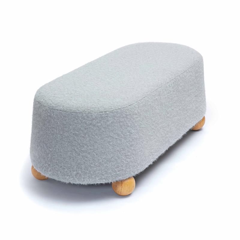 Pemberly Row Contemporary Stone Grey Loose Mohair Large Ottoman