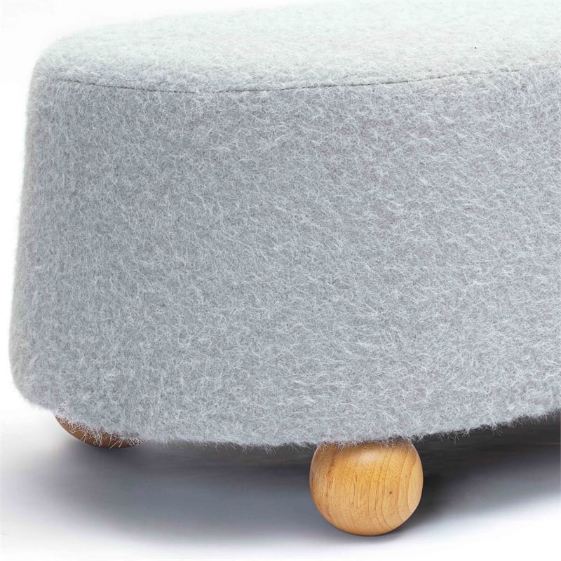 Pemberly Row Contemporary Stone Grey Loose Mohair Large Ottoman