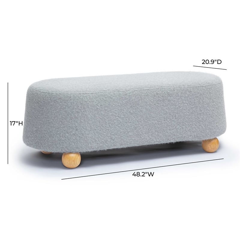 Pemberly Row Contemporary Stone Grey Loose Mohair Large Ottoman