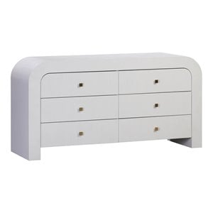 Pemberly Row 32&quotH 6-Drawer Acacia Veneer & MDF Wood Dresser in White