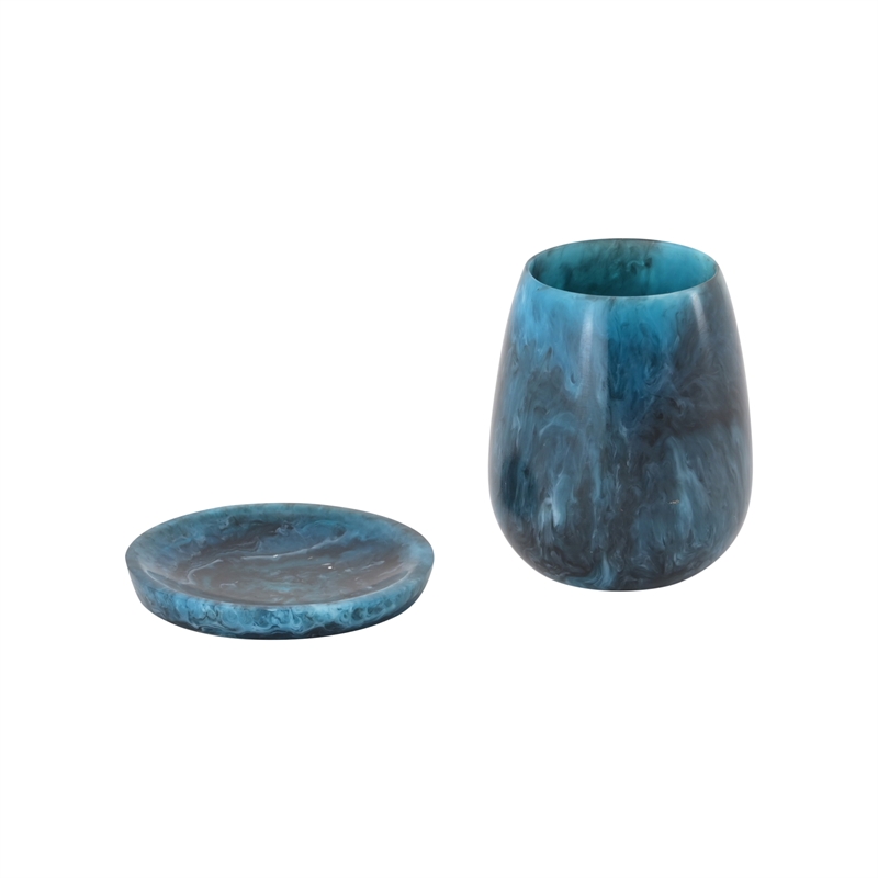 Pemberly Row Contemporary Rounded Blue Swirl Resin Kiddush Cup