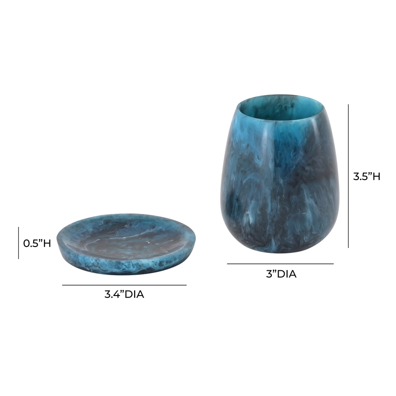 Pemberly Row Contemporary Rounded Blue Swirl Resin Kiddush Cup