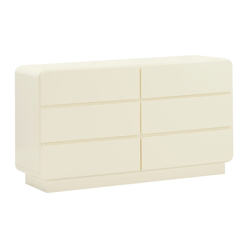 Pemberly Row Handmade Transitional Cream 6-Drawer Wooden Dresser