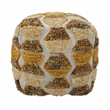 Pemberly Row Handmade Transitional Brown and Gold Tufted Accent Pouf
