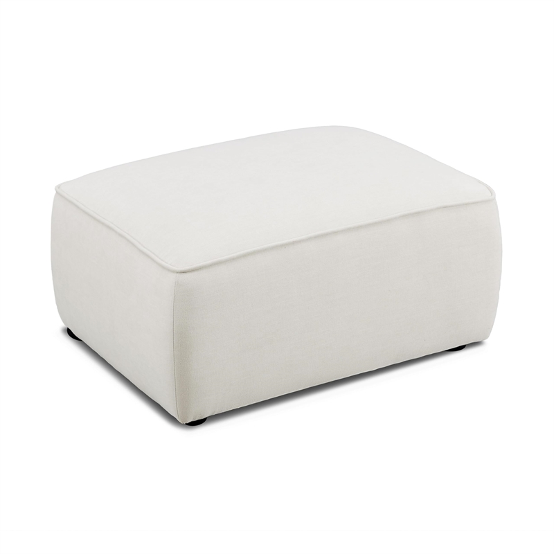 Pemberly Row Contemporary Sand Upcycled Linen Ottoman - 39