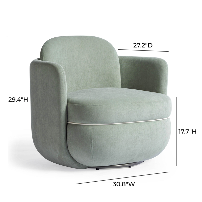Pemberly Row Mint Green Velvet Swivel Chair - 30.8