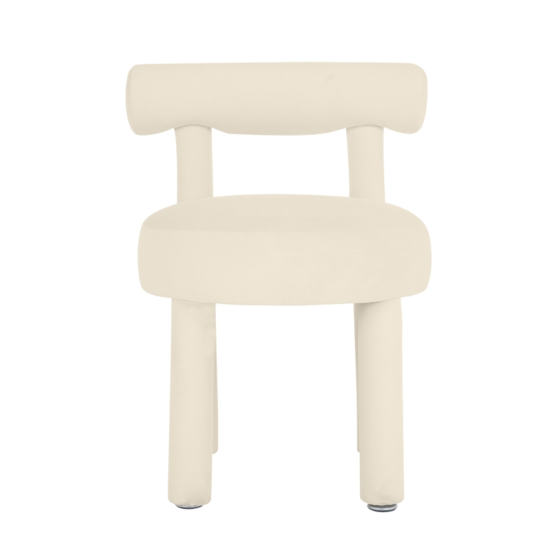 Pemberly Row Handmade Transitional Cream Velvet Dining Chair