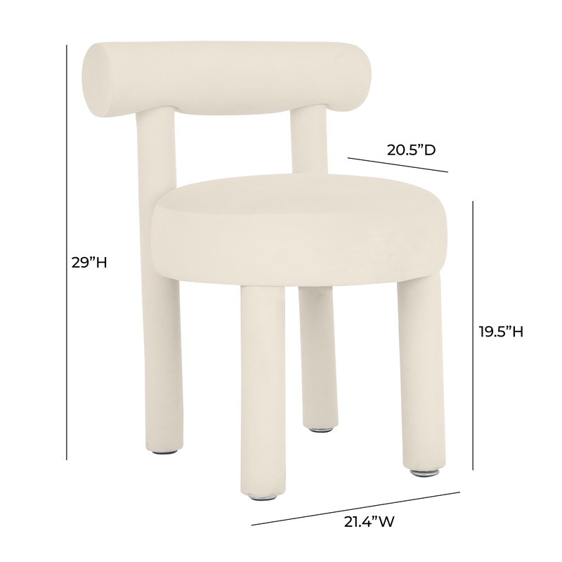Pemberly Row Handmade Transitional Cream Velvet Dining Chair