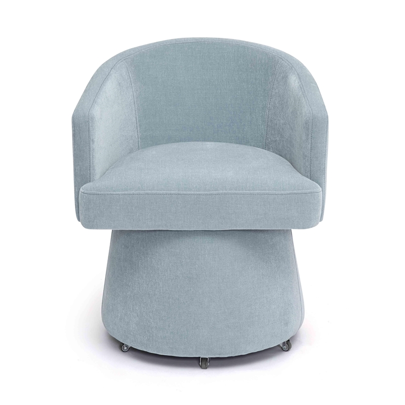 Pemberly Row Faded Blue Upcycled Chenille Rolling Desk Chair