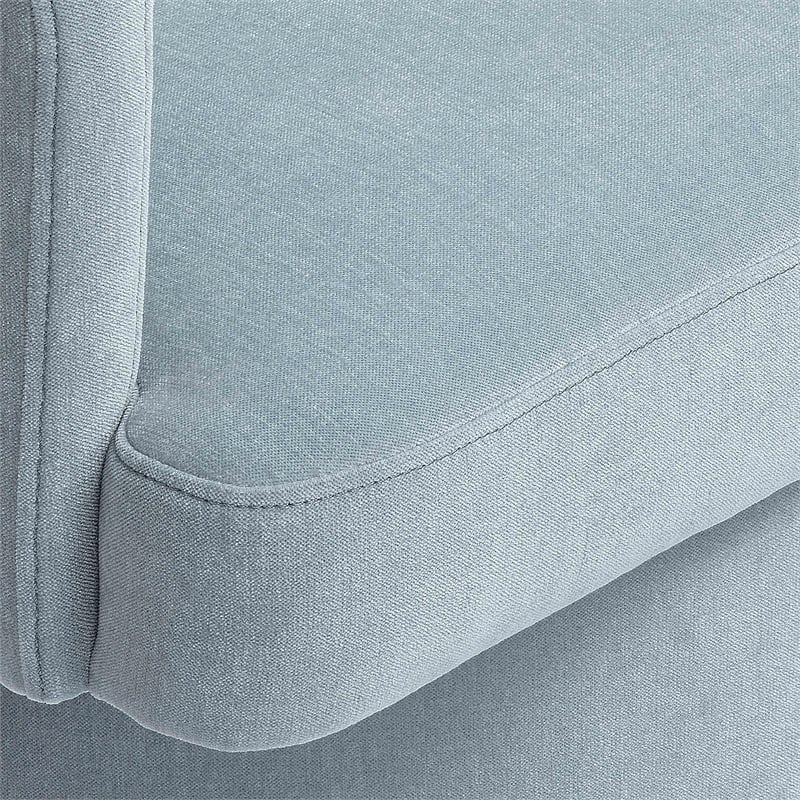 Pemberly Row Faded Blue Upcycled Chenille Rolling Desk Chair