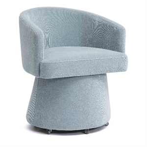 Pemberly Row Faded Blue Upcycled Chenille Rolling Desk Chair