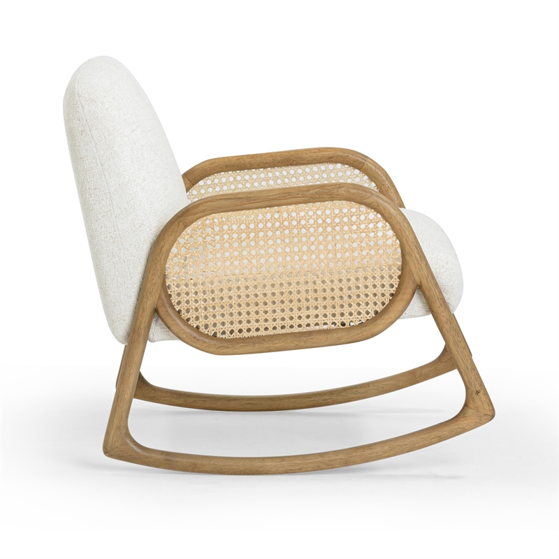 Pemberly Row Contemporary Cream Performance Fabric Rocking Chair