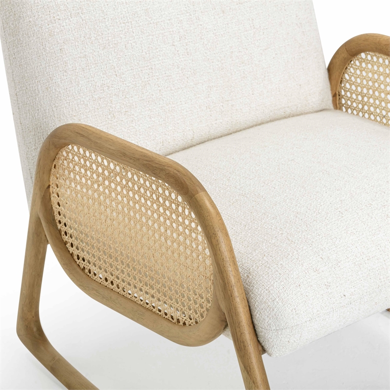 Pemberly Row Contemporary Cream Performance Fabric Rocking Chair