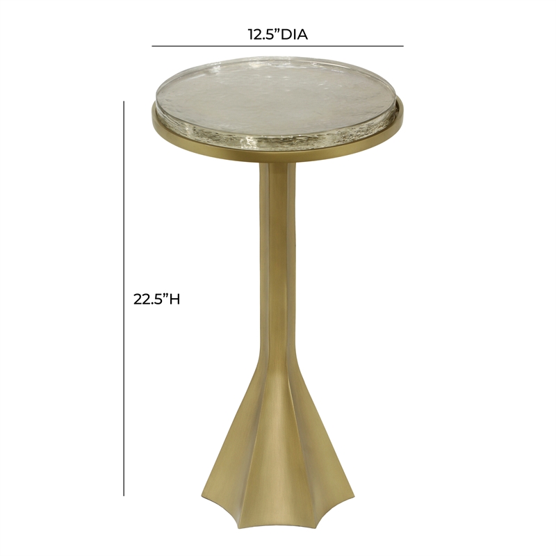 Pemberly Row Contemporary Round Aluminum Side Table in Antique Brass