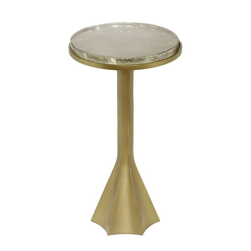 Pemberly Row Contemporary Round Aluminum Side Table in Antique Brass