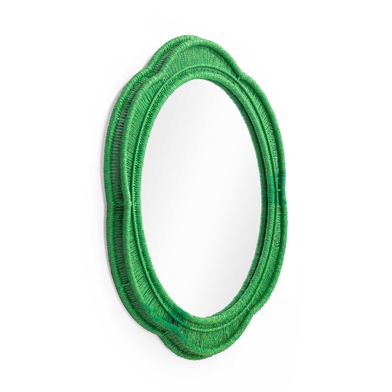 Pemberly Row Contemporary Green Wall Mirror - 26.6