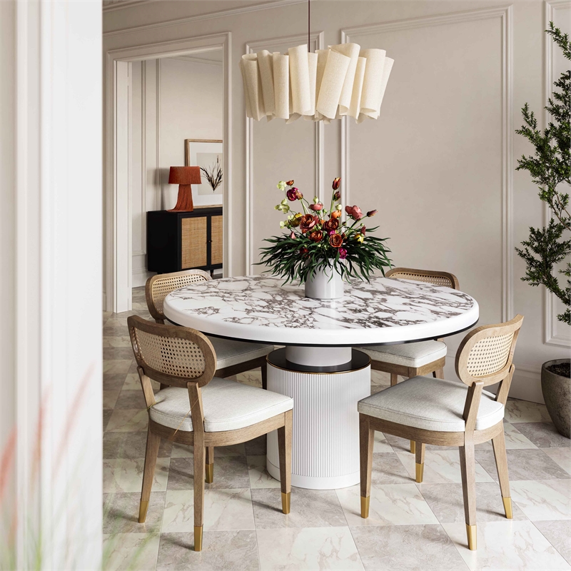 Pemberly Row Fabric Dining Chair in Natural - 30.5