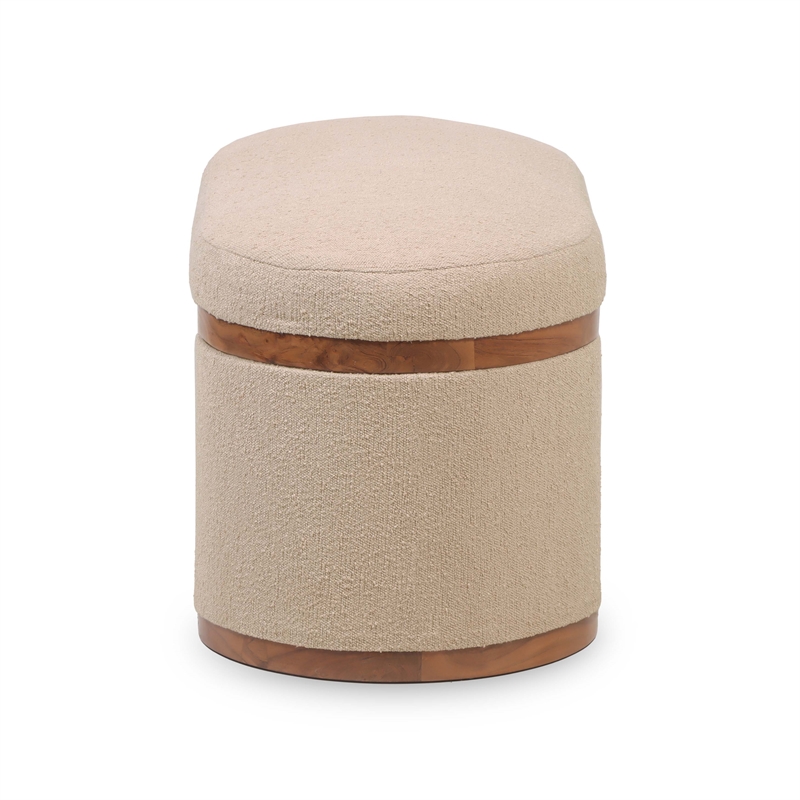 Pemberly Row Modern / Contemporary Ivory Boucle Oval Storage Ottoman