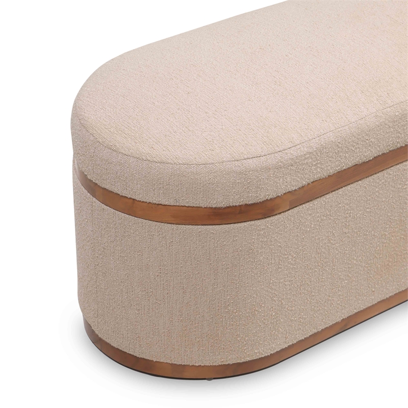 Pemberly Row Modern / Contemporary Ivory Boucle Oval Storage Ottoman