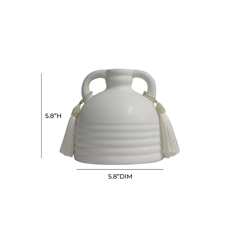 Pemberly Row Handmade Contemporary White Finish Ceramic Vase
