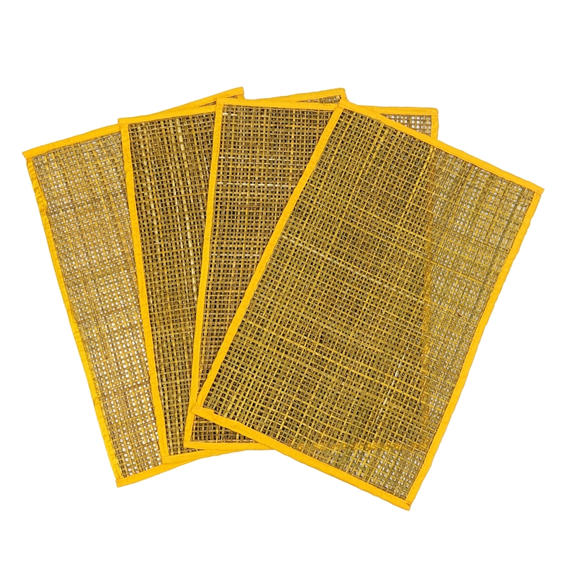 Pemberly Row Transitional Yellow Seagrass Placemats - Set of 4