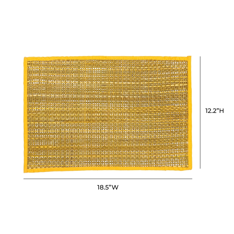 Pemberly Row Transitional Yellow Seagrass Placemats - Set of 4