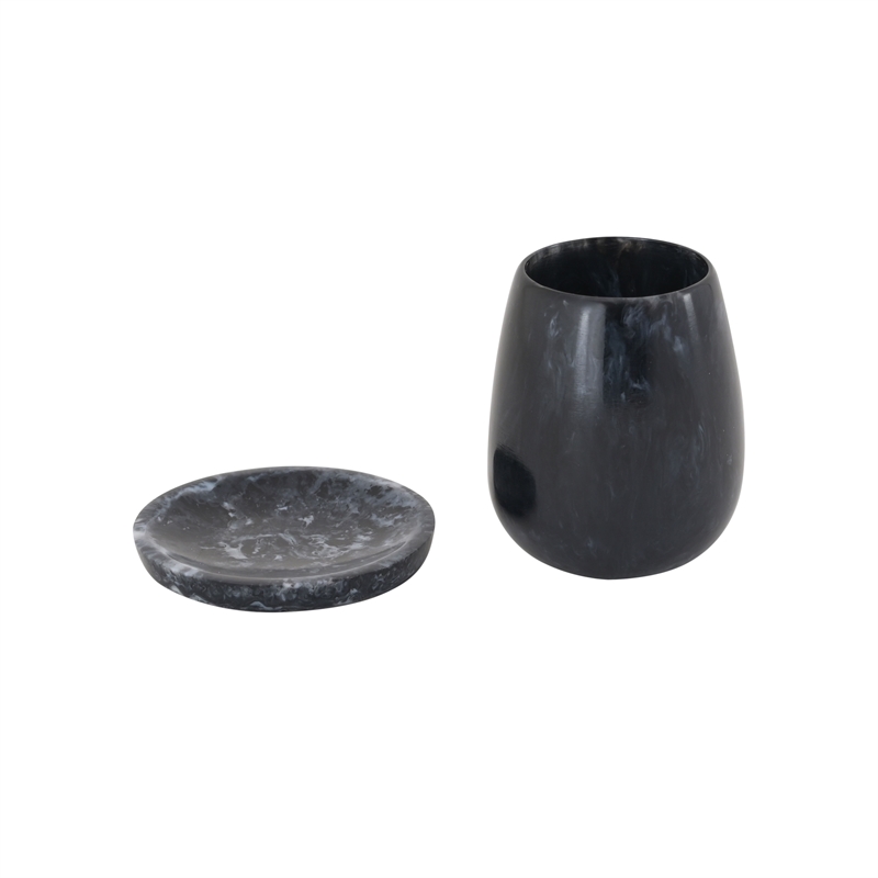 Pemberly Row Contemporary Rounded Black Swirl Resin Kiddush Cup