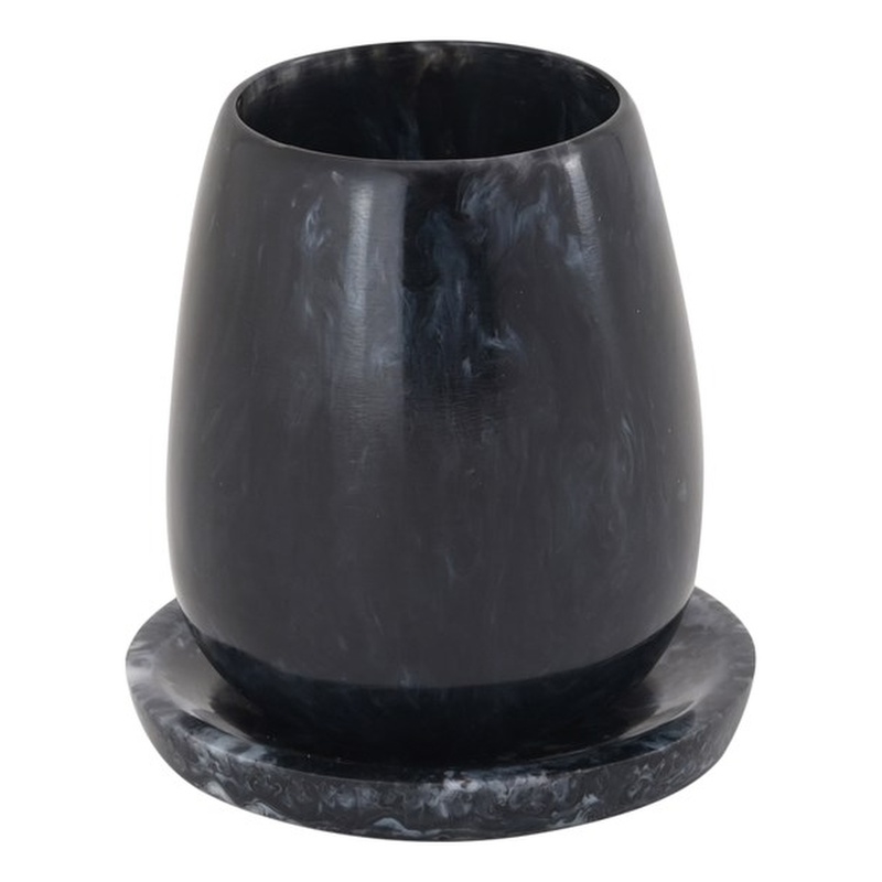 Pemberly Row Contemporary Rounded Black Swirl Resin Kiddush Cup