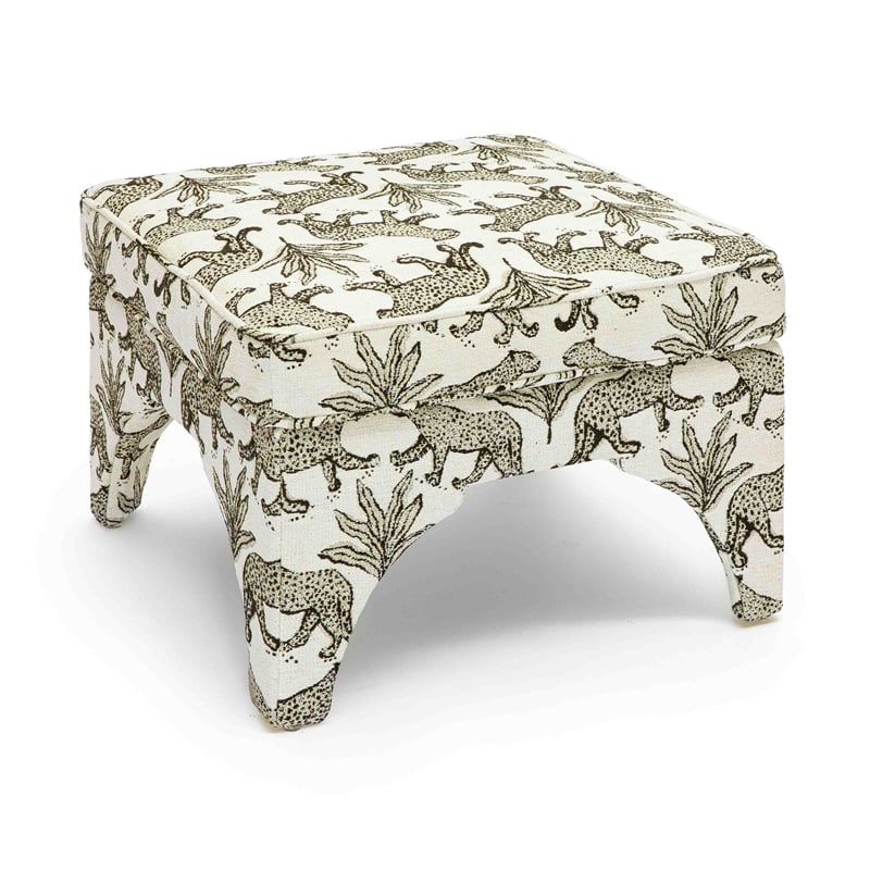 Pemberly Row Contemporary Upholstered Taupe Leopard Jacquard Ottoman
