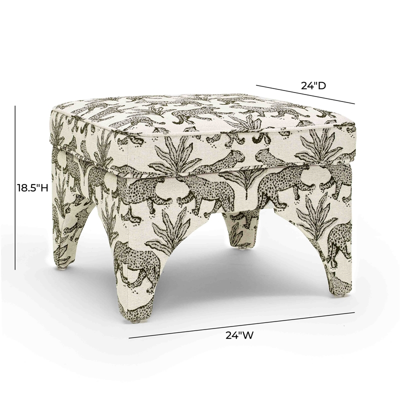 Pemberly Row Contemporary Upholstered Taupe Leopard Jacquard Ottoman