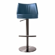 Pemberly Row Transitional Blue Vegan Leather on Black Adjustable Stool