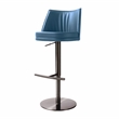 Pemberly Row Transitional Blue Vegan Leather on Black Adjustable Stool