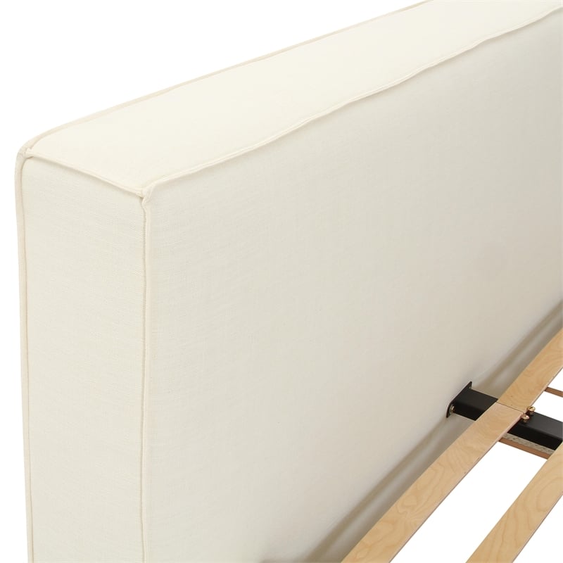 Pemberly Row Handmade Modern / Contemporary Cream Linen Queen Bed