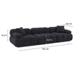 Pemberly Row Contemporary Black Vegan Shearling Modular Sofa