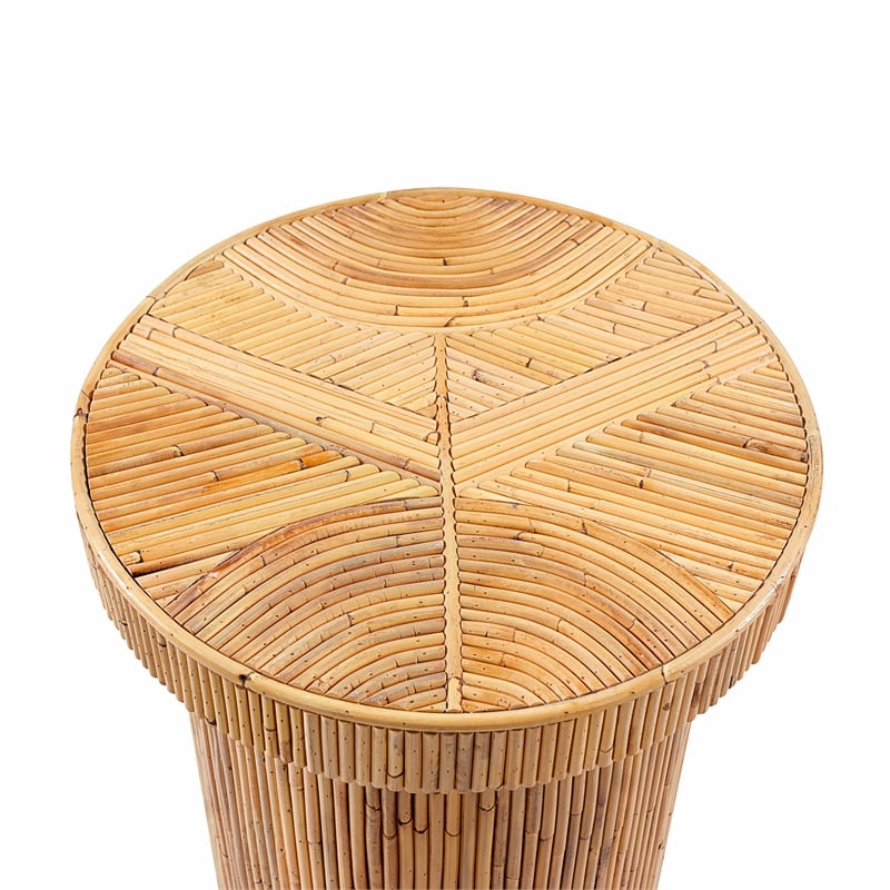 Pemberly Row Handmade Transitional Natural Rattan Side Table