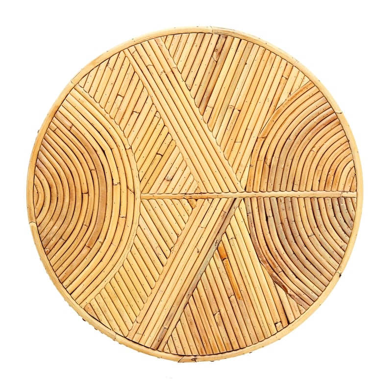 Pemberly Row Handmade Transitional Natural Rattan Side Table