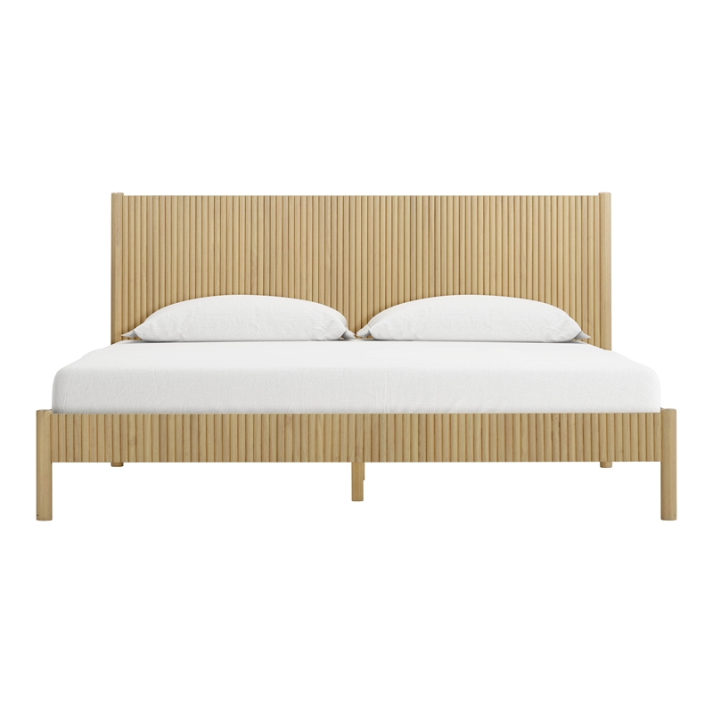 Pemberly Row Contemporary Natural Wood King Bed - 64.5