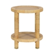 Pemberly Row Contemporary Natural Rattan Side Table - 17.7