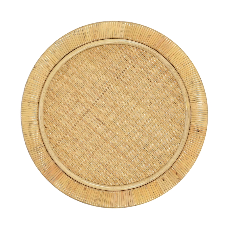 Pemberly Row Contemporary Natural Rattan Side Table - 17.7