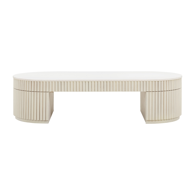 Pemberly Row Handmade Modern / Contemporary Cream Oval Coffee Table