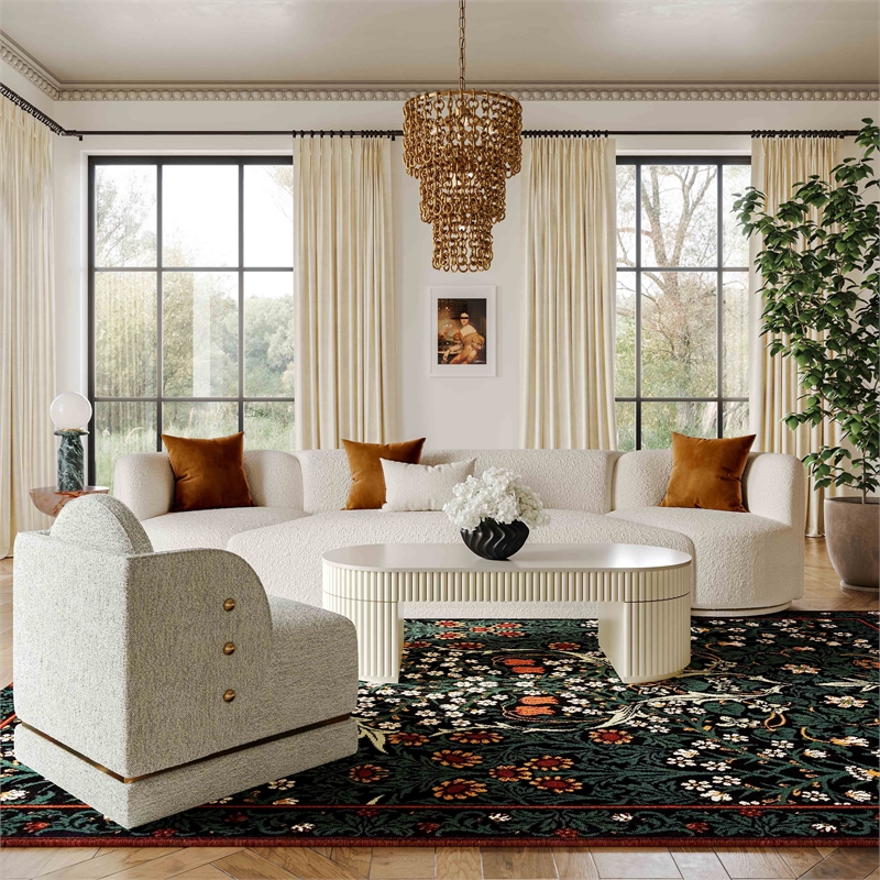 Pemberly Row Handmade Modern / Contemporary Cream Oval Coffee Table