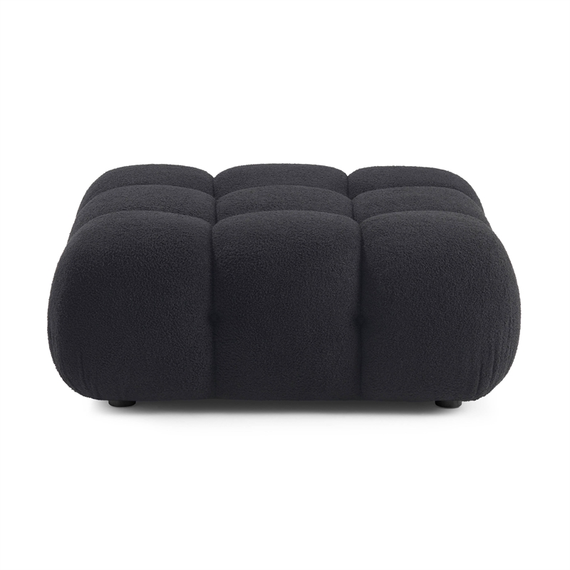 Pemberly Row Contemporary Black Vegan Shearling Modular Ottoman