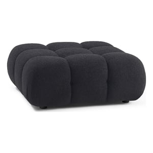 Pemberly Row Contemporary Black Vegan Shearling Modular Ottoman