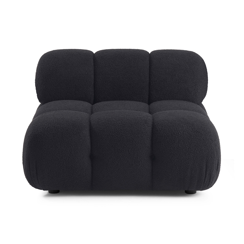 Pemberly Row Contemporary Black Vegan Shearling Modular Armless Chair